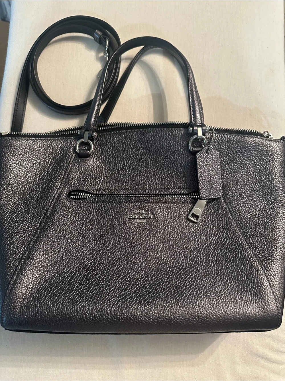 Coach Prairie Satchel 22788 Metallic Graphite Leather Crossbody